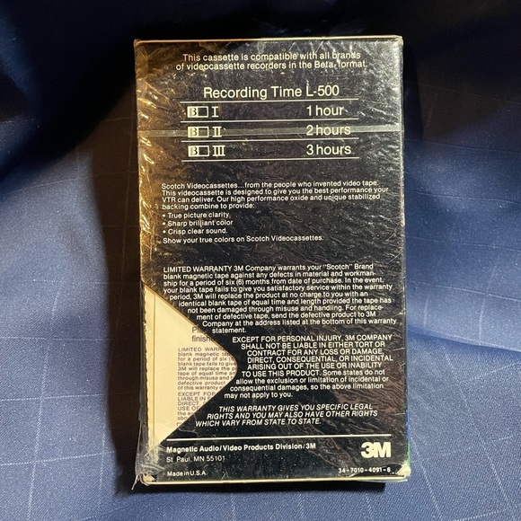 VTG Scotch 3M L-500 Beta Videocassette Tape *sealed* - Picture 3 of 7